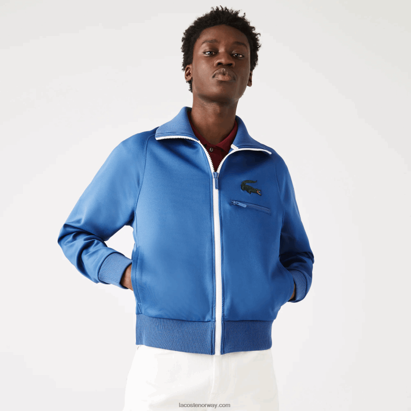 Lacoste krokodillejakke med stående krage med glidelås 4J4X0T1203 blå hn8 menn