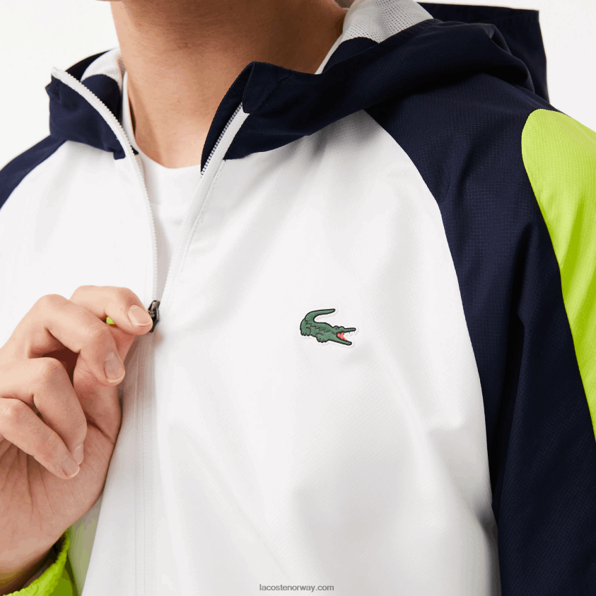 Lacoste sport color-block tennisjakke 4J4X0T1274 hvit marineblå gul 6f5 menn