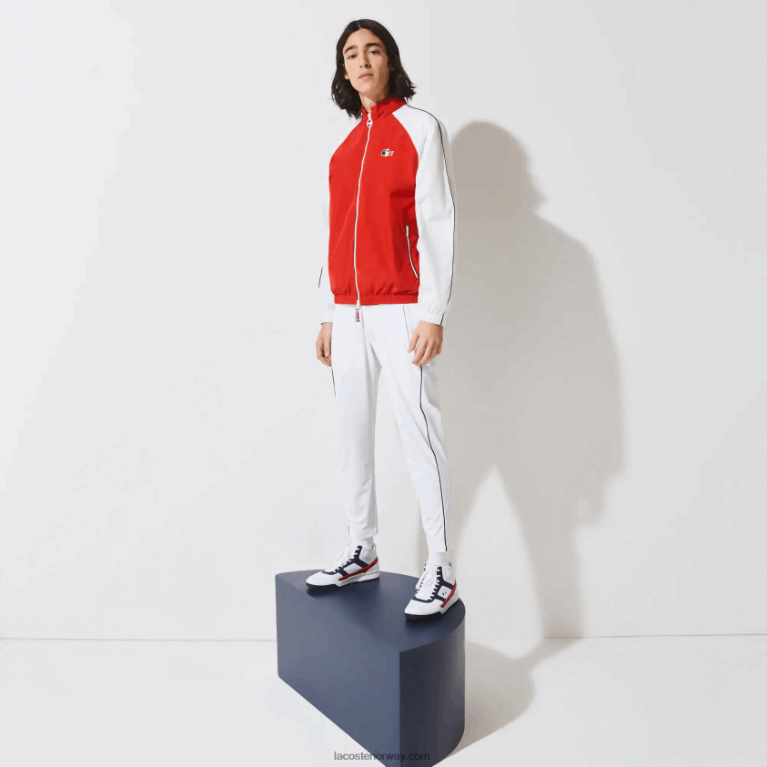 Lacoste sport french sporting spirit edition vannavstøtende glidelåsjakke 4J4X0T1287 rød hvit marineblå åå2 menn