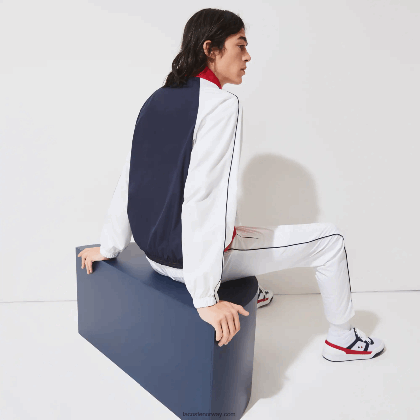 Lacoste sport french sporting spirit edition vannavstøtende glidelåsjakke 4J4X0T1287 rød hvit marineblå åå2 menn