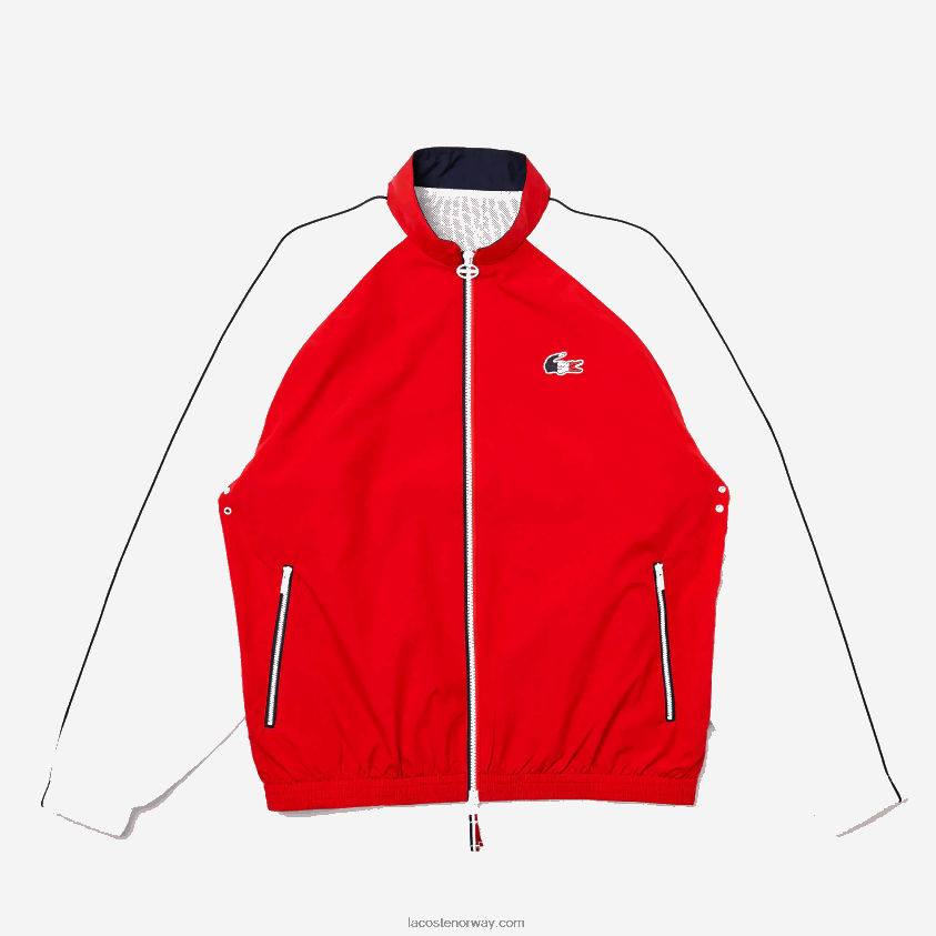 Lacoste sport french sporting spirit edition vannavstøtende glidelåsjakke 4J4X0T1287 rød hvit marineblå åå2 menn