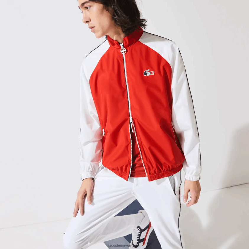 Lacoste sport french sporting spirit edition vannavstøtende glidelåsjakke 4J4X0T1287 rød hvit marineblå åå2 menn
