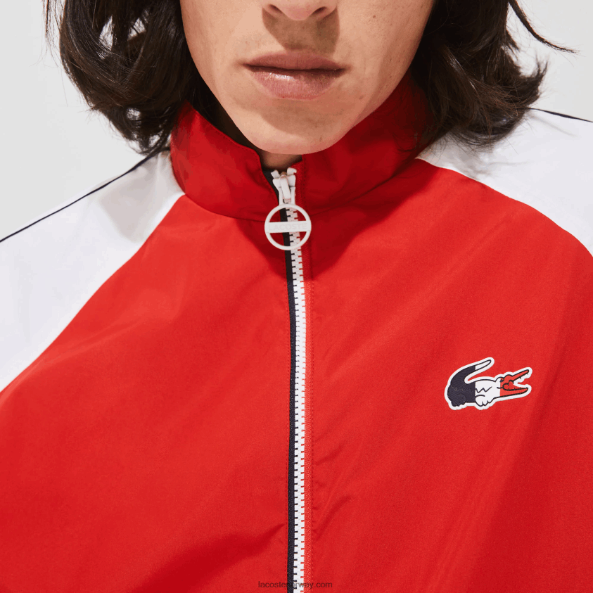 Lacoste sport french sporting spirit edition vannavstøtende glidelåsjakke 4J4X0T1287 rød hvit marineblå åå2 menn