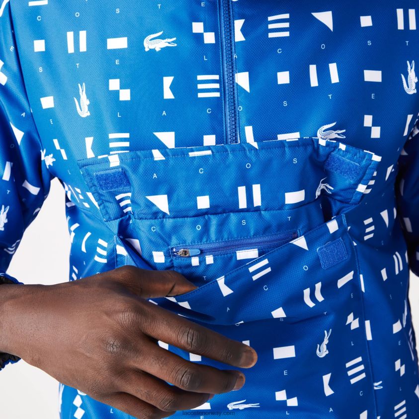 Lacoste sport vendbar vannavstøtende tennisjakke 4J4X0T1236 hvit svart blå sbm menn