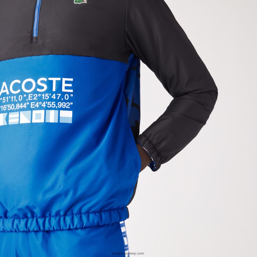 Lacoste sport vendbar vannavstøtende tennisjakke 4J4X0T1236 hvit svart blå sbm menn