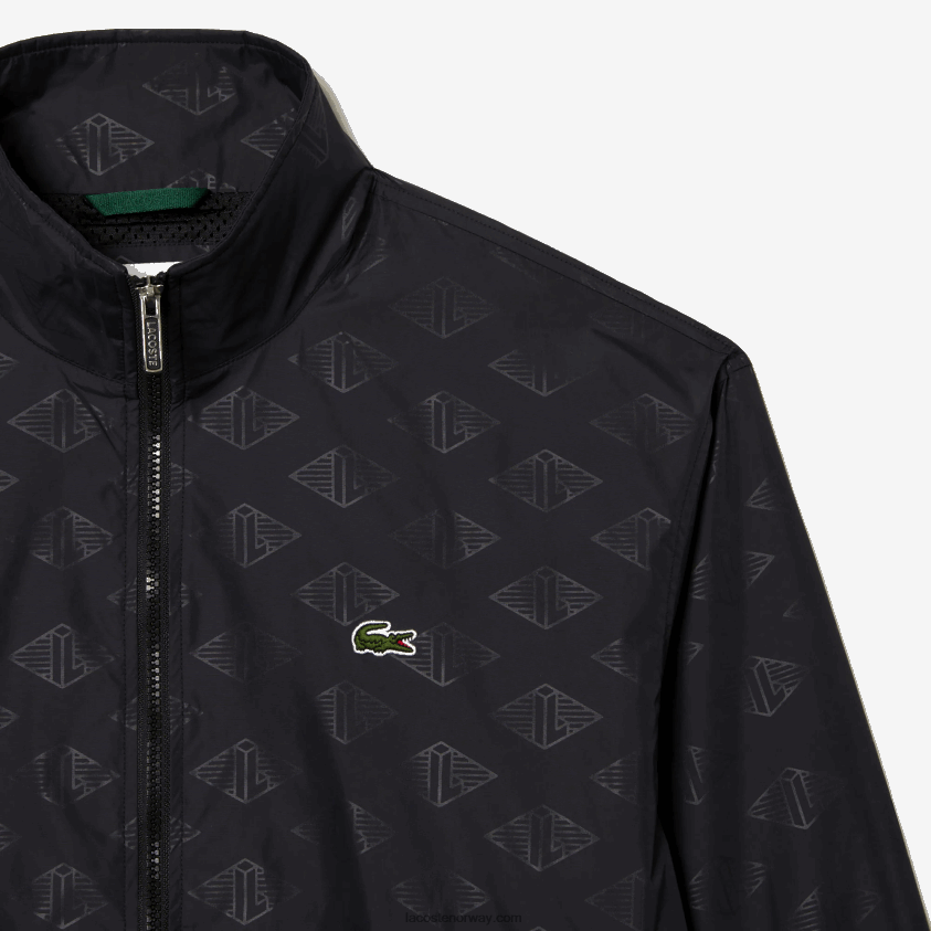 Lacoste treningsjakke med monogramtrykk 4J4X0T377 svart 031 menn