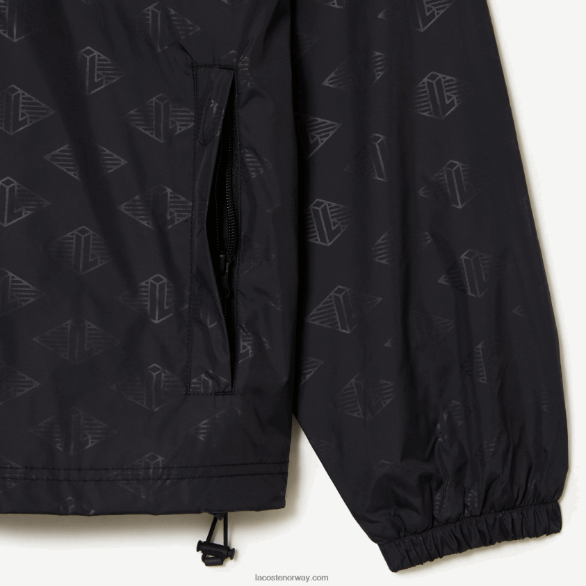 Lacoste treningsjakke med monogramtrykk 4J4X0T377 svart 031 menn