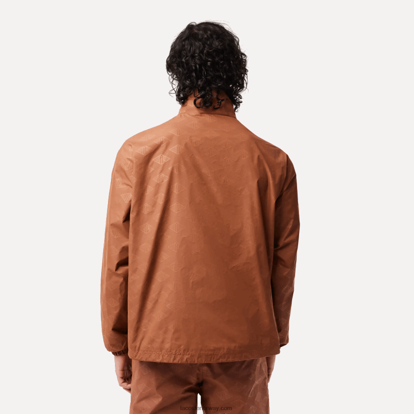 Lacoste treningsjakke med monogramtrykk 4J4X0T378 lys brun lfa menn