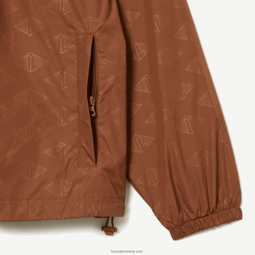 Lacoste treningsjakke med monogramtrykk 4J4X0T378 lys brun lfa menn