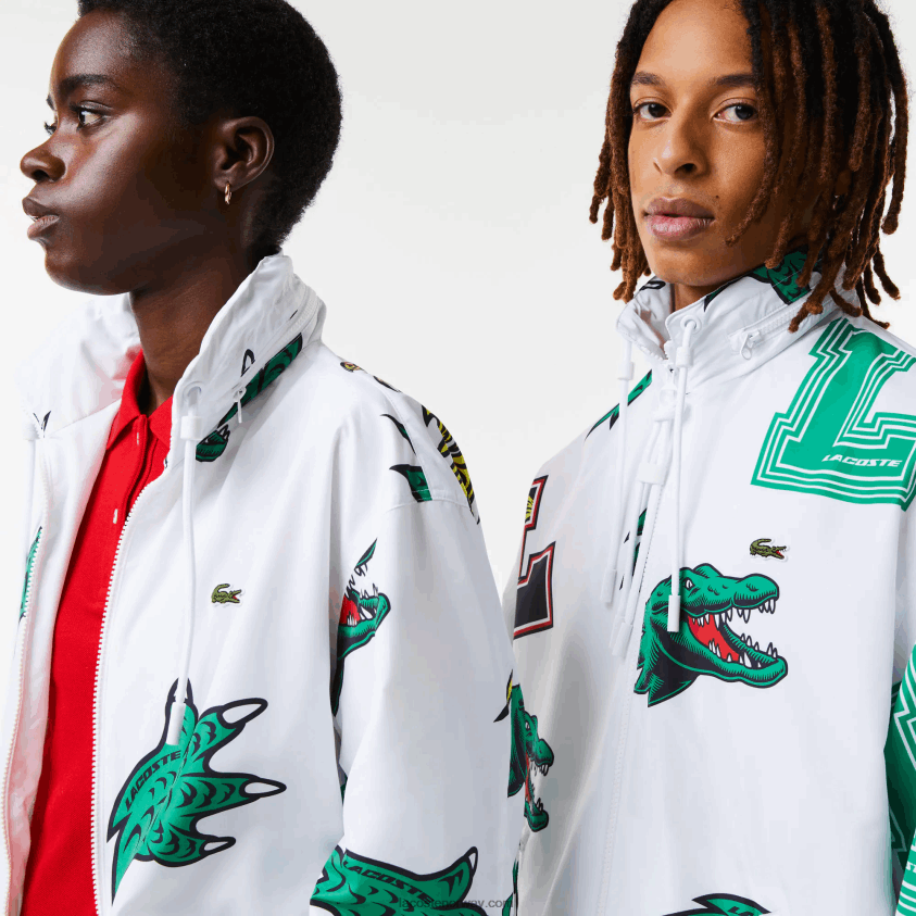 Lacoste vannavstøtende taftjakke 4J4X0T1245 hvit sbh menn