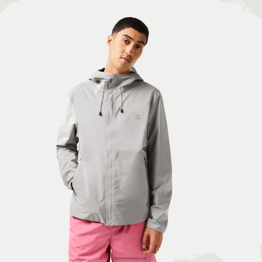 Lacoste vanntett short track jakke 4J4X0T387 grå kzw menn