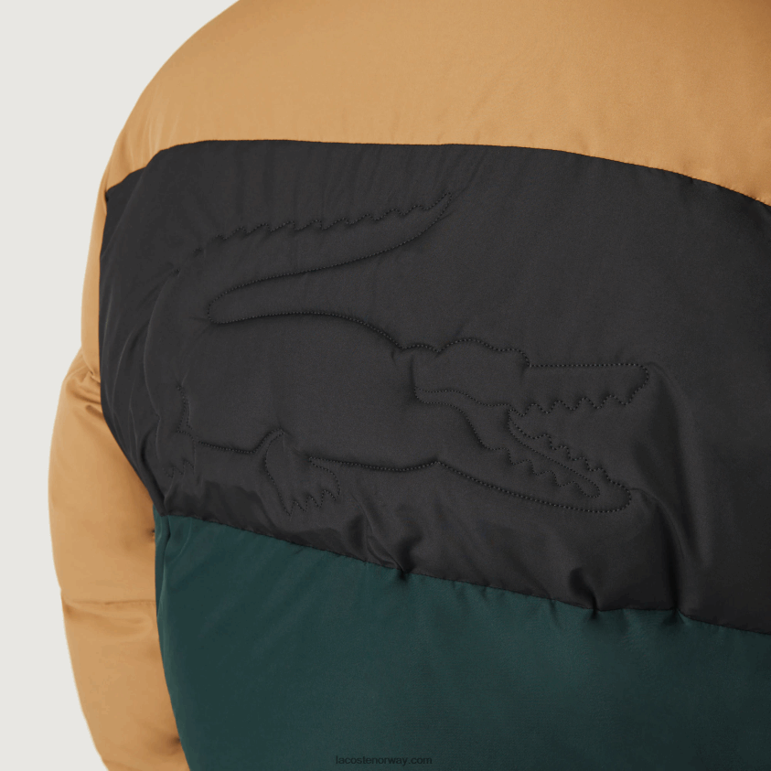 Lacoste vattert colorblock vannavstøtende jakke 4J4X0T1227 brun svart grønn tpv menn