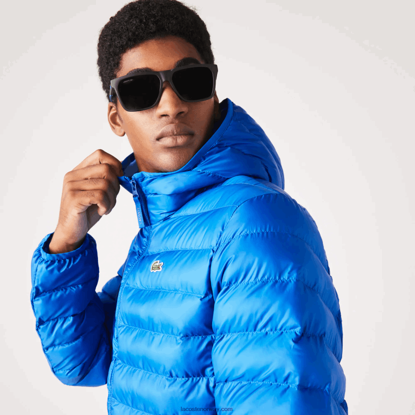 Lacoste vattert hettejakke 4J4X0T1264 blå k1q menn