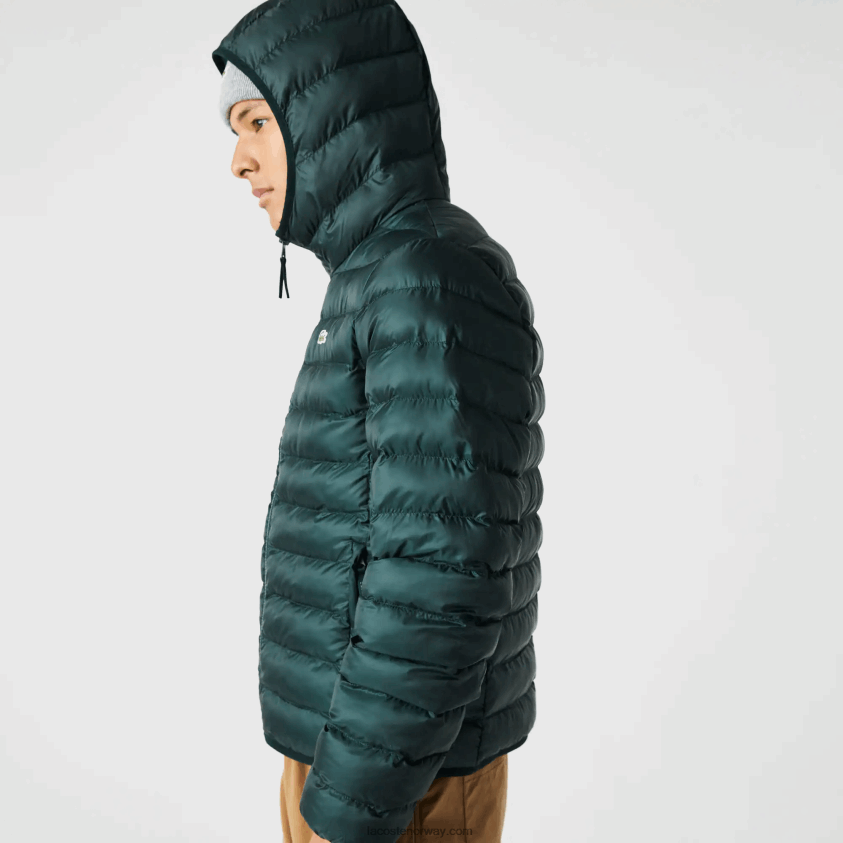 Lacoste vattert hettejakke 4J4X0T1265 grønn yzp menn