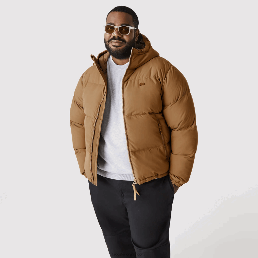 Lacoste vattert vannavstøtende jakke 4J4X0T1231 brun z0w menn
