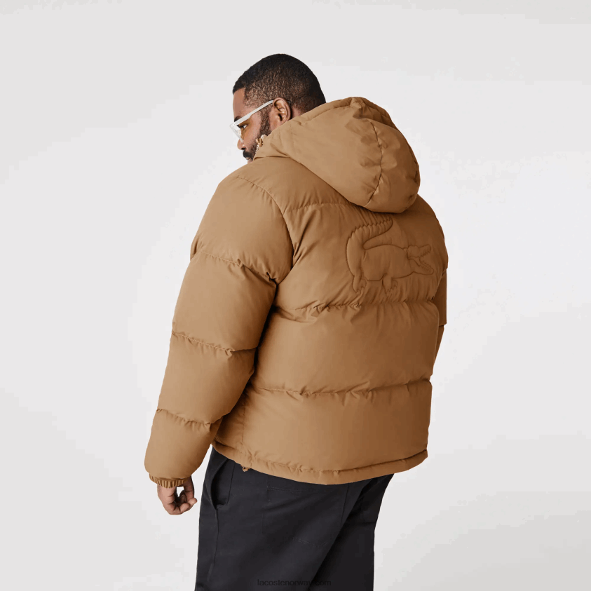 Lacoste vattert vannavstøtende jakke 4J4X0T1231 brun z0w menn