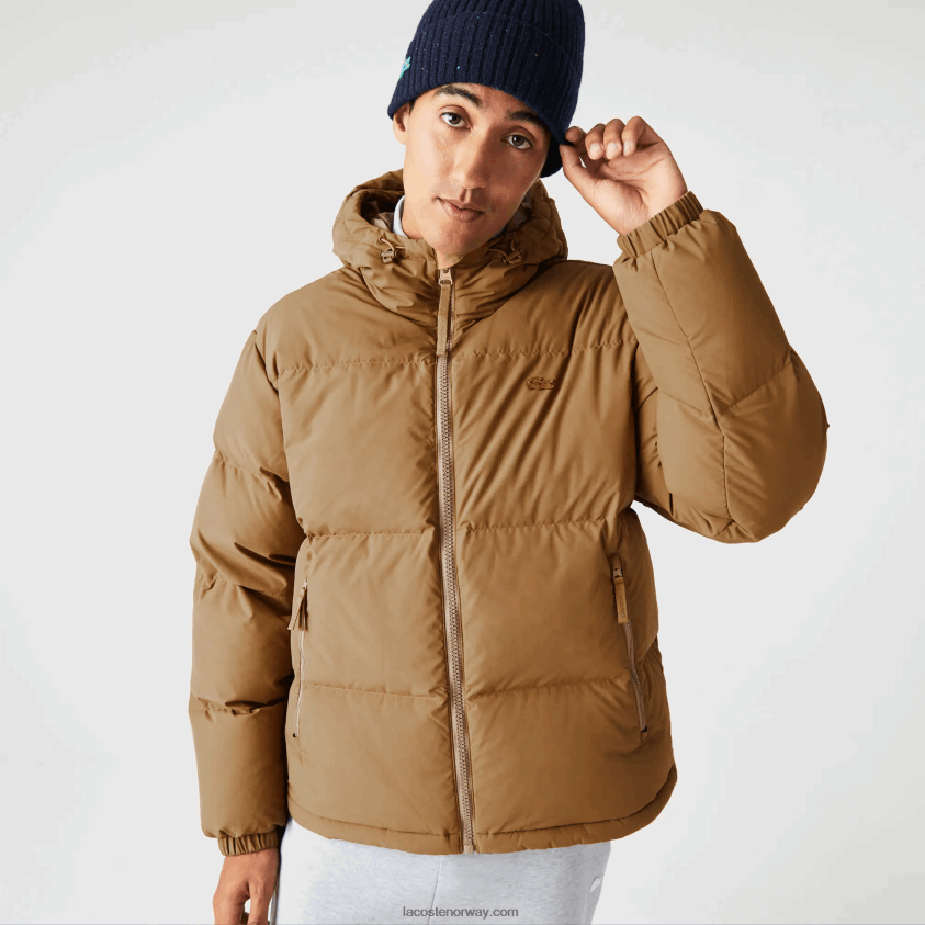 Lacoste vattert vannavstøtende jakke 4J4X0T1231 brun z0w menn