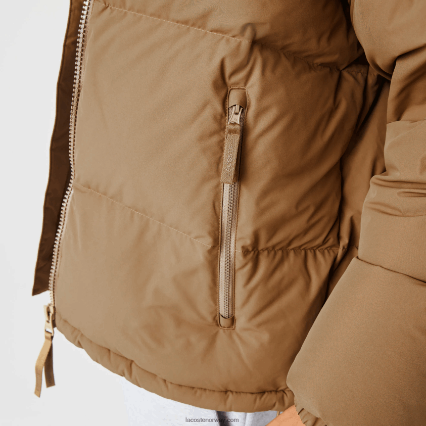 Lacoste vattert vannavstøtende jakke 4J4X0T1231 brun z0w menn