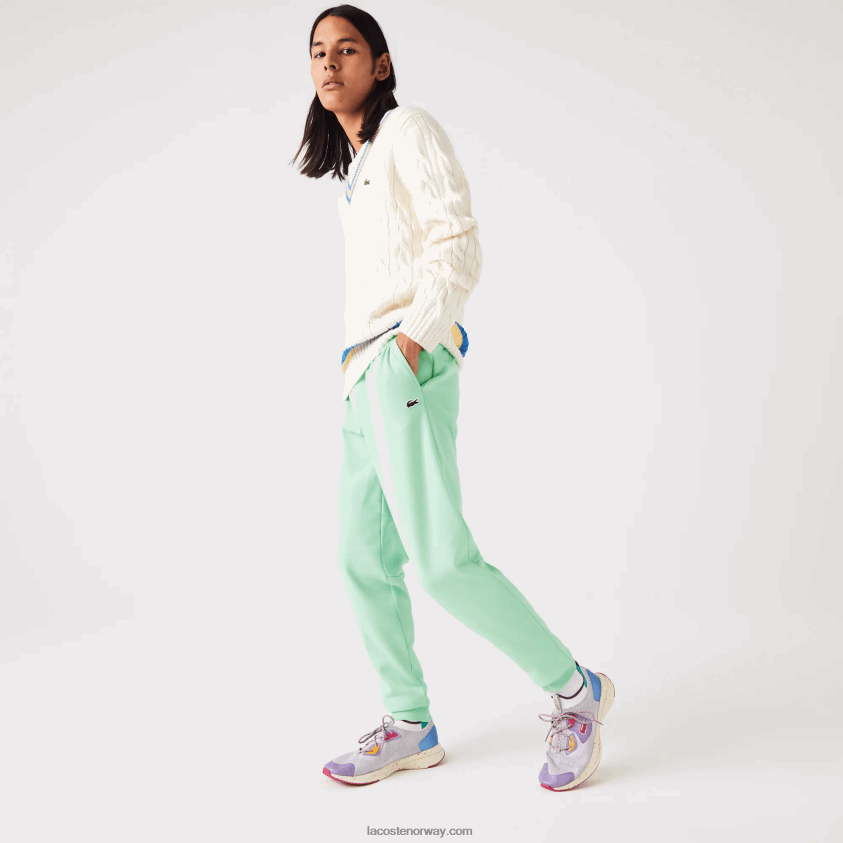 Lacoste fleece-tregebukse med konisk passform 4J4X0T1125 lysegrønn 0vz menn