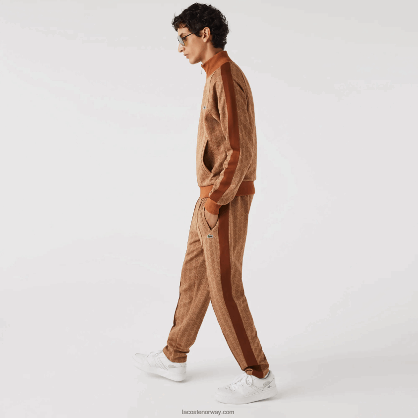 Lacoste joggebukse med monogramtrykk 4J4X0T280 beige brun zwm menn