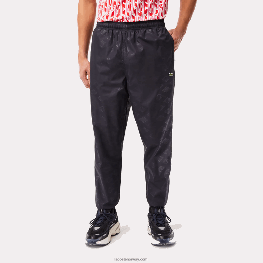 Lacoste joggebukser med monogramtrykk 4J4X0T318 svart 031 menn