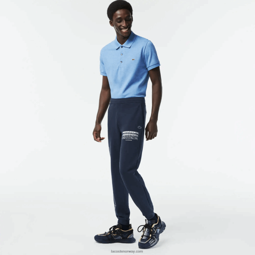 Lacoste joggebukser med smal passform 4J4X0T344 blå kxe menn