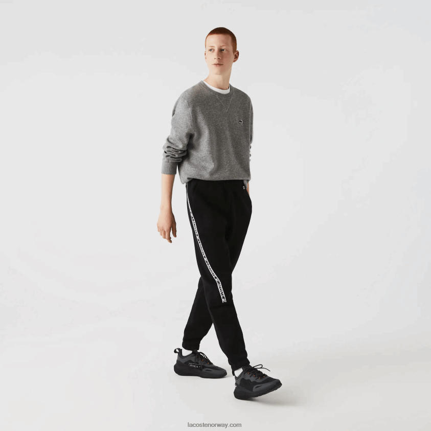 Lacoste joggebukser med trykte bånd 4J4X0T1459 svart 031 menn