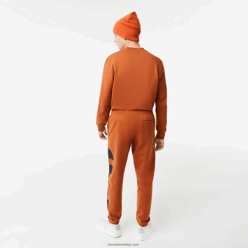 Lacoste trebukse i bomull med kontrasterende bokstaver 4J4X0T1037 brun 3pb menn