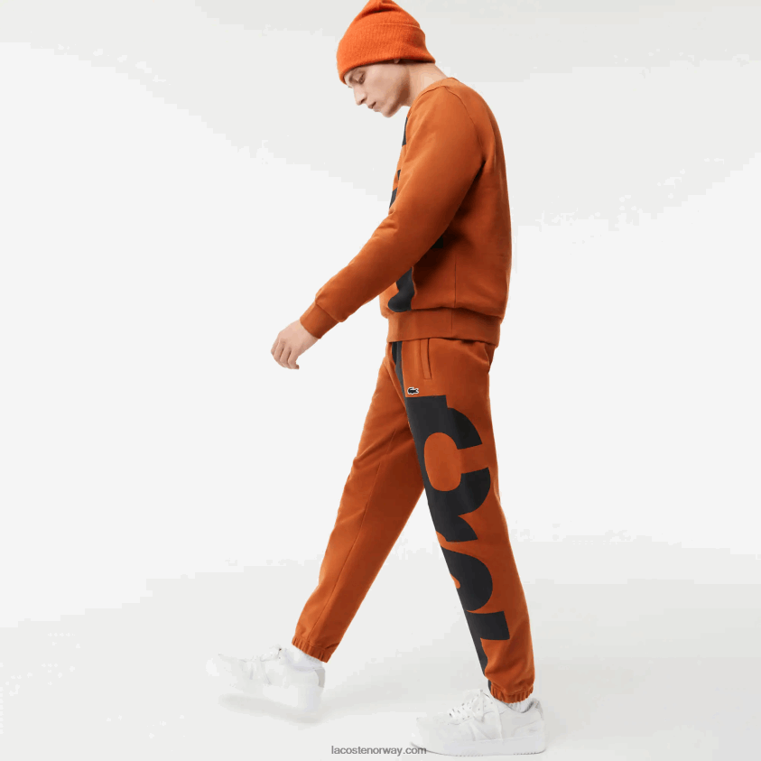 Lacoste trebukse i bomull med kontrasterende bokstaver 4J4X0T1037 brun 3pb menn