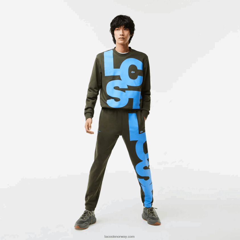 Lacoste trebukse i bomull med kontrasterende bokstaver 4J4X0T1038 kakigrønn s7t menn