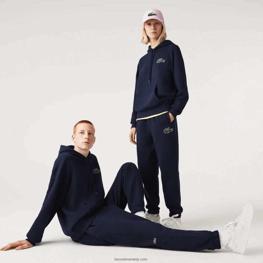 Lacoste treningsbukse i økologisk bomullsfleece 4J4X0T1049 marineblå 166 menn