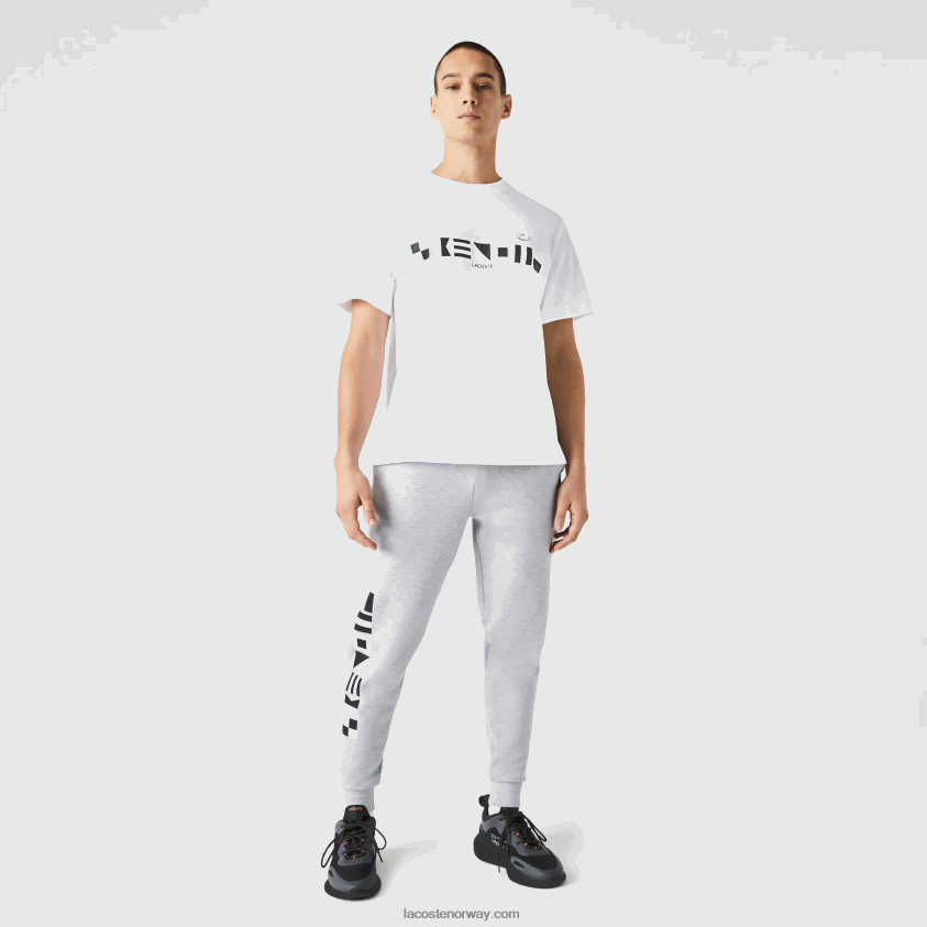 Lacoste treningsbukse med reflekterende trykk 4J4X0T1044 grå kine cca menn