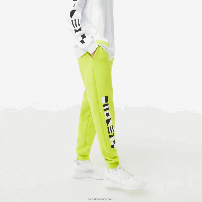 Lacoste treningsbukse med reflekterende trykk 4J4X0T1046 gul 90v menn