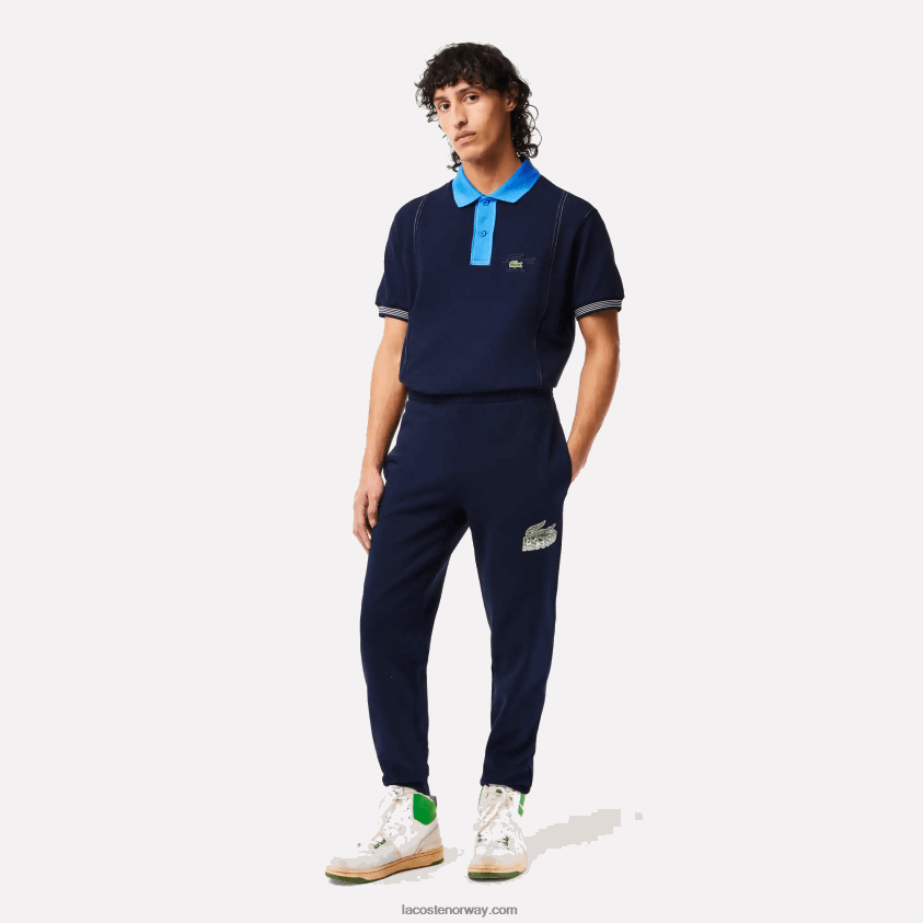 Lacoste ubørstet joggebukser i fleece 4J4X0T309 marineblå 166 menn