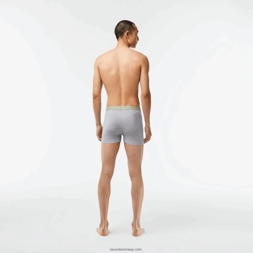 Lacoste 3-pakningsbokser i jersey med logotrykk 4J4X0T447 khaki grønn grå chine gc9 menn