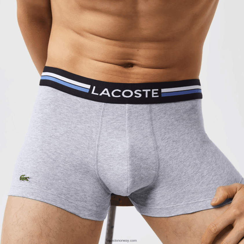 Lacoste ikonisk tre-tonet linning trunk 3-pack 4J4X0T1348 grå chine khaki grønn blå 8wz menn