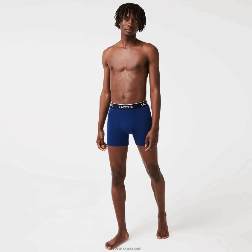 Lacoste lang stretch boksershorts i bomull 3-pakning 4J4X0T1404 marineblå rød marineblå w64 menn