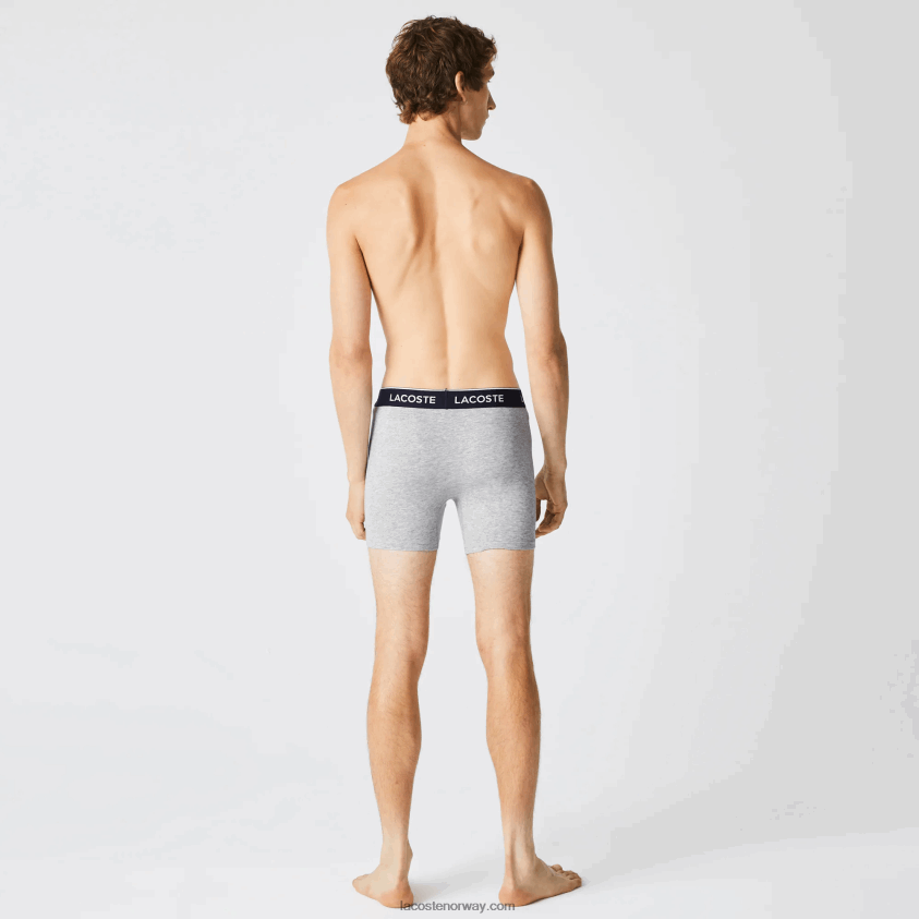 Lacoste lang stretch boksershorts i bomull 3-pakning 4J4X0T1407 grå kine cca menn