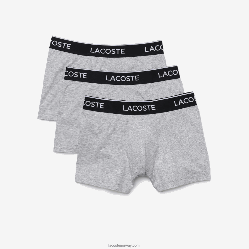 Lacoste lang stretch boksershorts i bomull 3-pakning 4J4X0T1407 grå kine cca menn