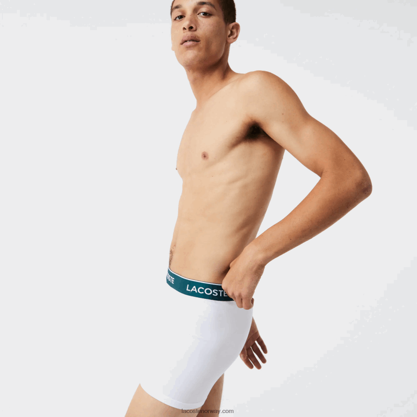 Lacoste lang stretch boksershorts i bomull 3-pakning 4J4X0T1433 svart hvit grå chine nua menn