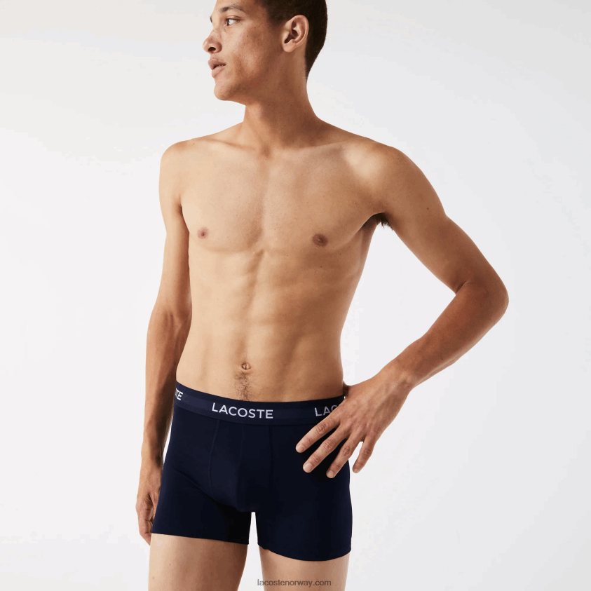 Lacoste mikrofiberstamme 3-pakning 4J4X0T1462 marineblå hvit rød lov menn