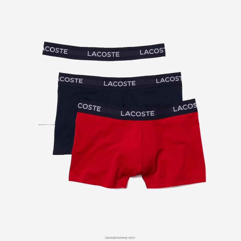 Lacoste mikrofiberstamme 3-pakning 4J4X0T1462 marineblå hvit rød lov menn