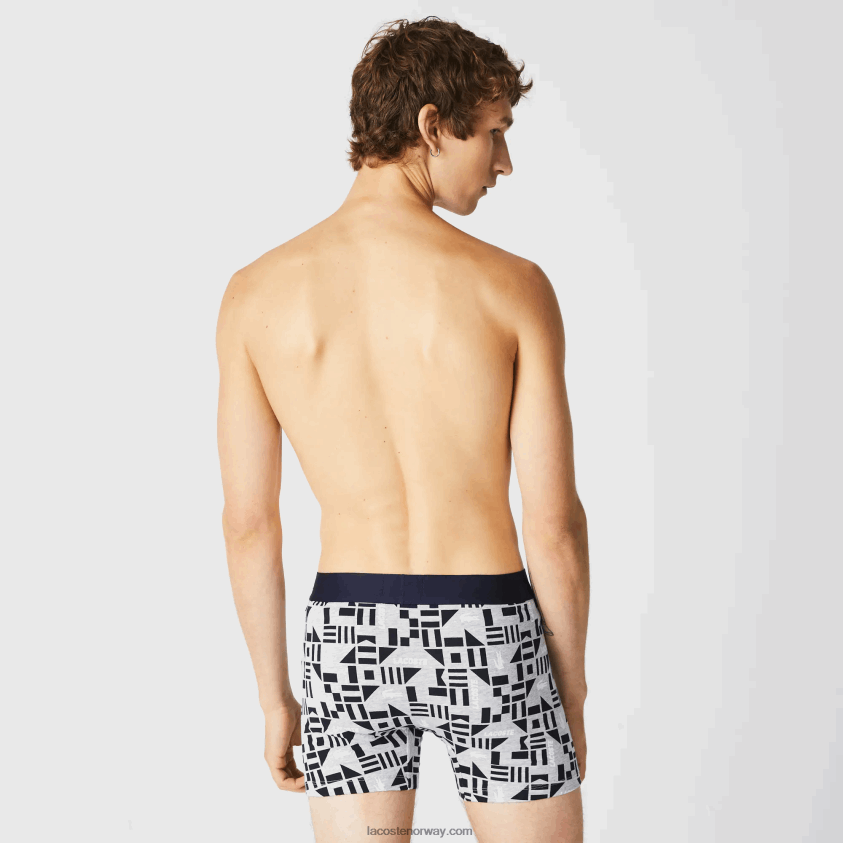 Lacoste nautisk bokserbukse 3-pakning 4J4X0T1524 grå kine marineblå hvit 5kc menn