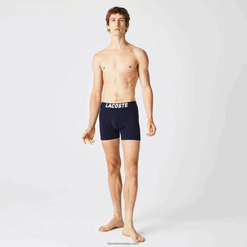 Lacoste nautisk bokserbukse 3-pakning 4J4X0T1524 grå kine marineblå hvit 5kc menn