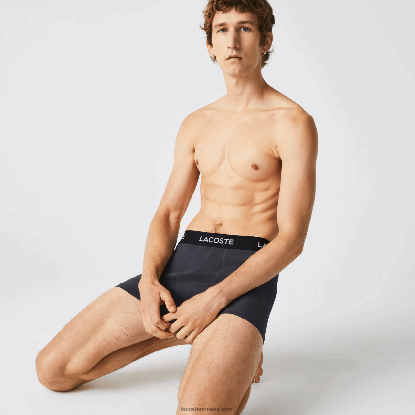 Lacoste stripet midje mikrofiber bagasjerom 3-pakning 4J4X0T1528 mørk grå rød blå svart 8w3 menn