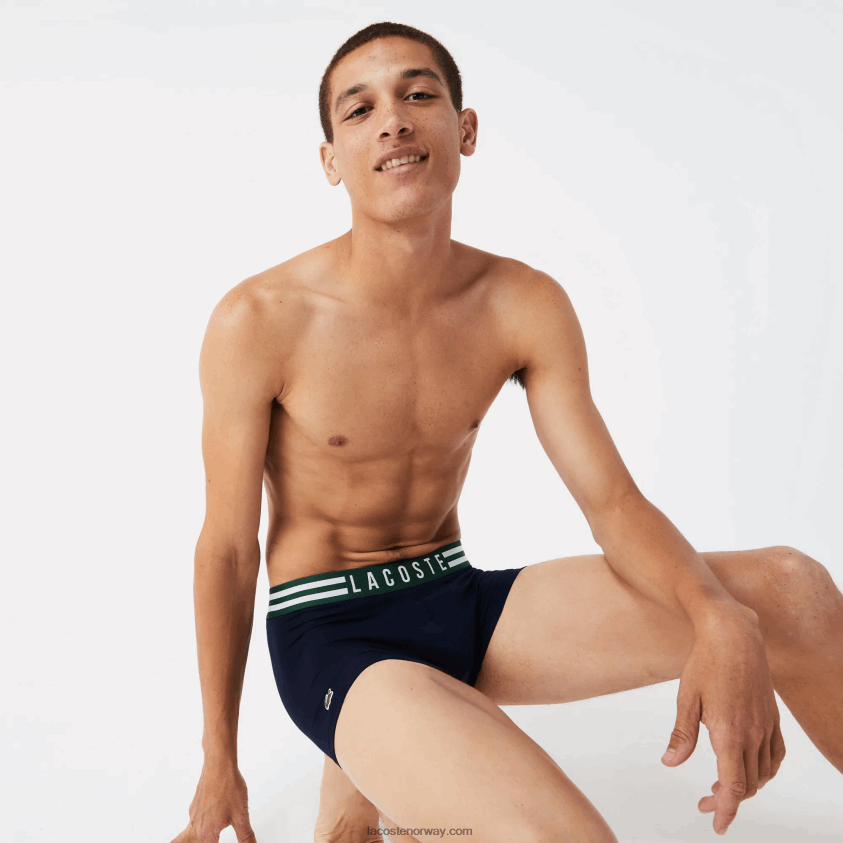 Lacoste stripet midje stretch bomullsbukse 3-pak 4J4X0T1396 grå kine hvit marineblå tya menn