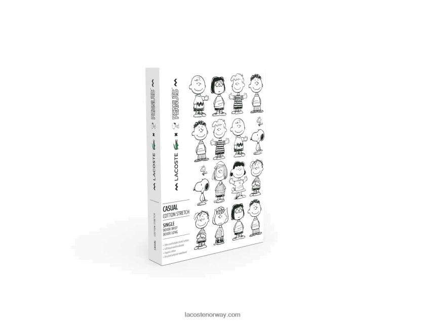 lacoste x peanuts lange boxershorts i økologisk bomull 4J4X0T1638 grå kine cca menn