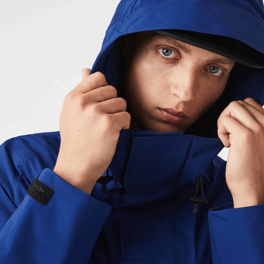 Lacoste vannavstøtende vattert parkas 4J4X0T1308 blå bdm menn