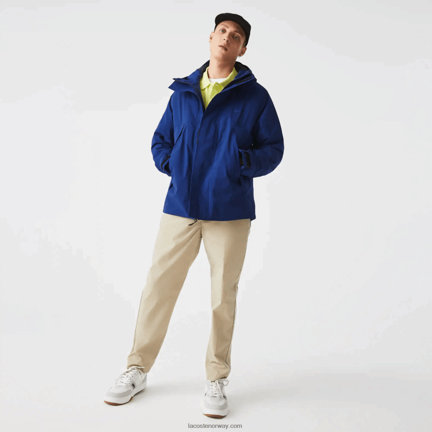 Lacoste vannavstøtende vattert parkas 4J4X0T1308 blå bdm menn