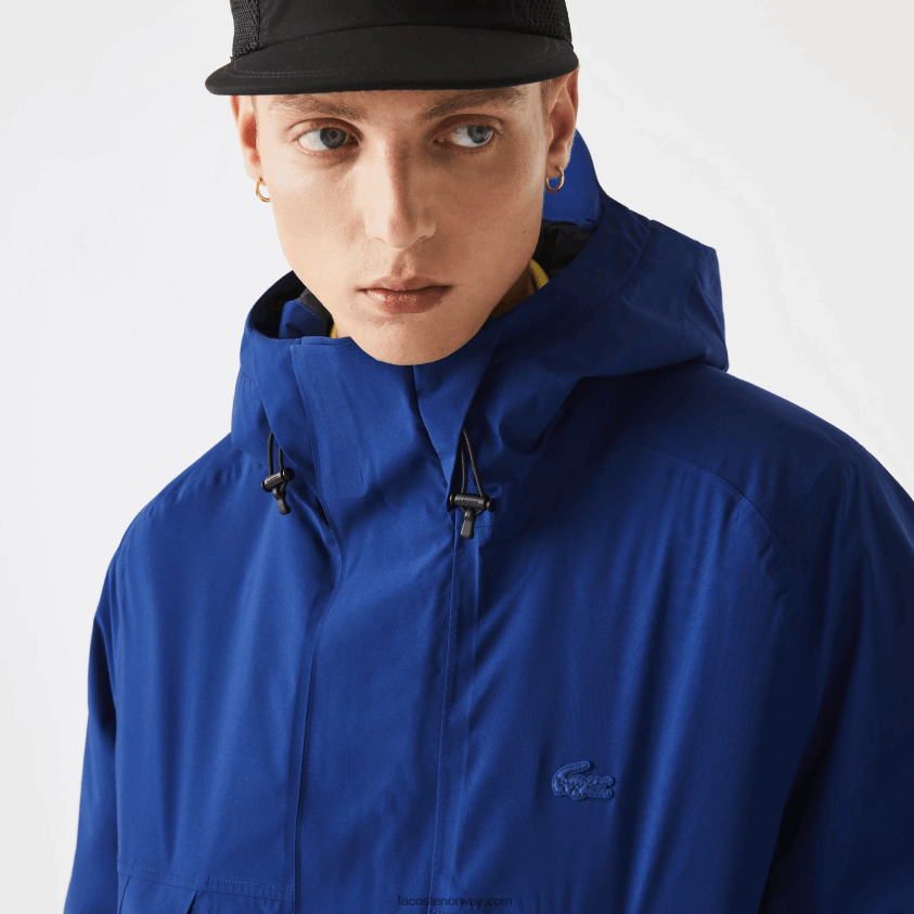 Lacoste vannavstøtende vattert parkas 4J4X0T1308 blå bdm menn